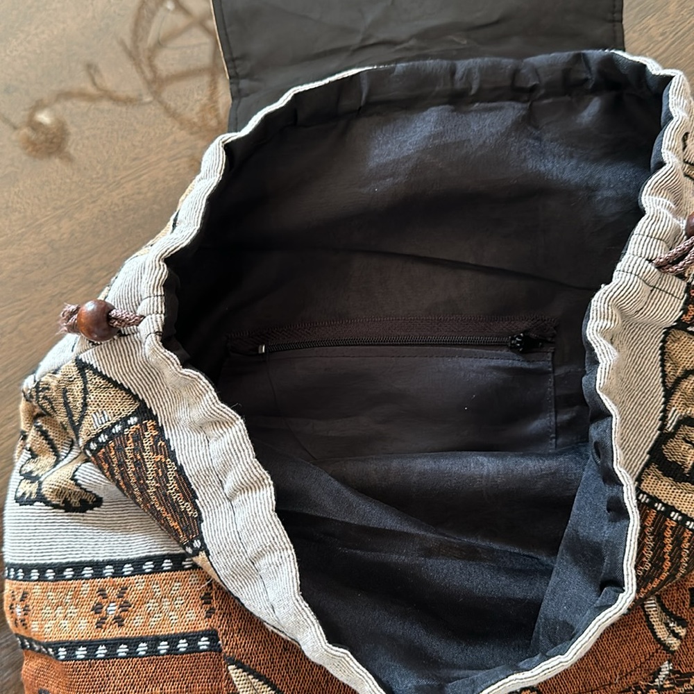 Elephant Embroidered Drawstring Backpack - image 6